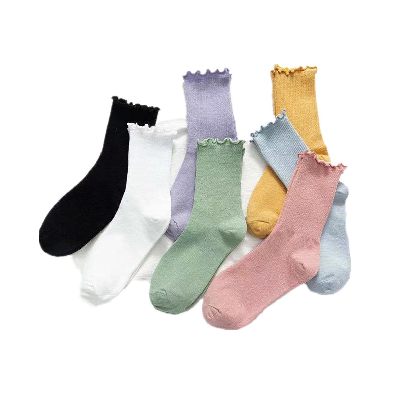 Mới Vớ Cotton Màu Trơn Xinh Xắn Cho Nữ
