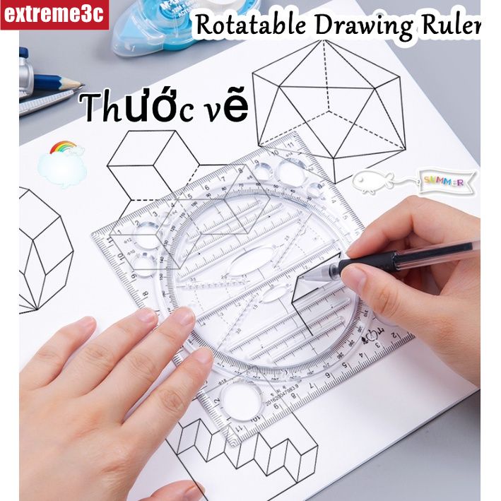 Thước Vẽ Hình Học Đa Năng Tiện Dụng Cho Học Sinh