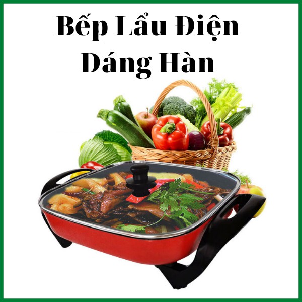 Nồi Lẩu Điện Đa Năng Dung Tích 5 Lít, Bếp Lẩu Kiểu Dáng Hàn Quốc Màu Đỏ, An Toàn Và Tiết Kiệm Điện