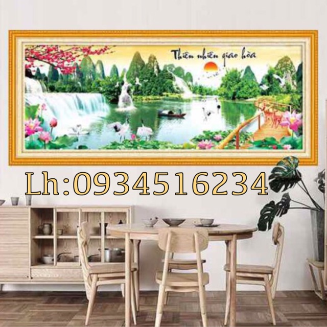 Tranh đính đá phong cảnh thiên nhiên giao hoà (chưa đính)