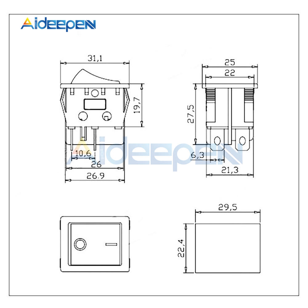 KCD4 High Current Rocker Switch Power Switch 2 position ON-OFF 4 Pins 6 Pins Electrical Equipment With Light Switch 30A 250V | BigBuy360 - bigbuy360.vn