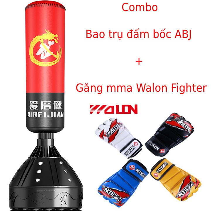 Bao Cát Boxing Tự Đứng Phiên Bản 2021 + Găng đấm boxing mma walon fighter cao cấp