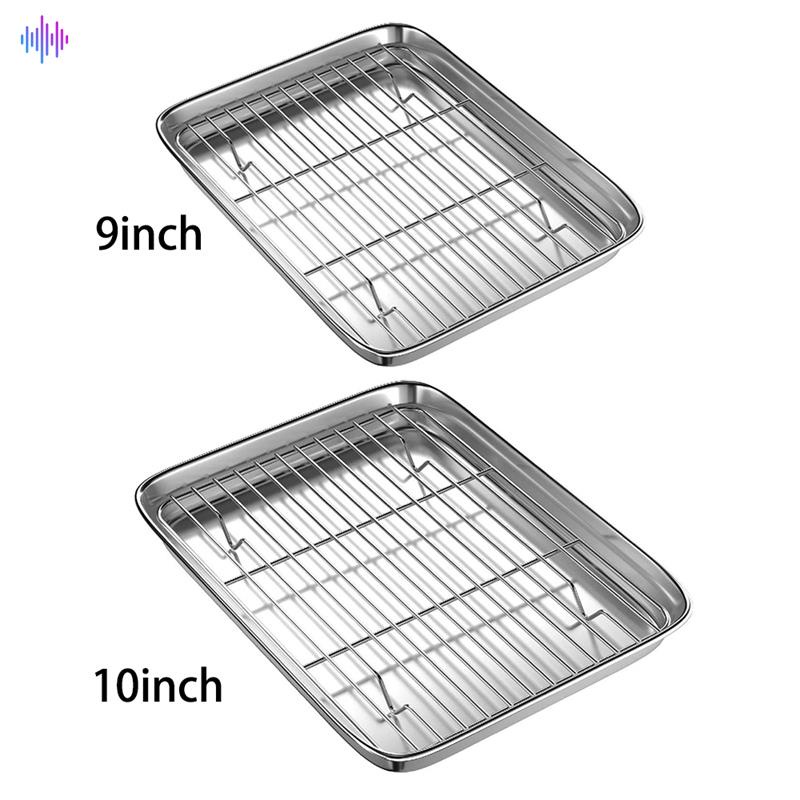 Khay nướng bánh thép không gỉ 9/ 10 inch có vỉ đỡ tiện lợi