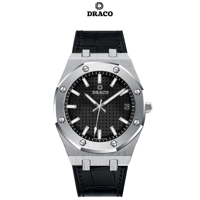 Đồng hồ nam Draco D22-DR04 “Revolution Watch” đen kết hợp chất liệu dây da bò màu đen - thời trang nam thể thao