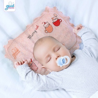 Gối lõm sơ sinh Goodmama cho bé hoạ tiết kẻ đáng yêu