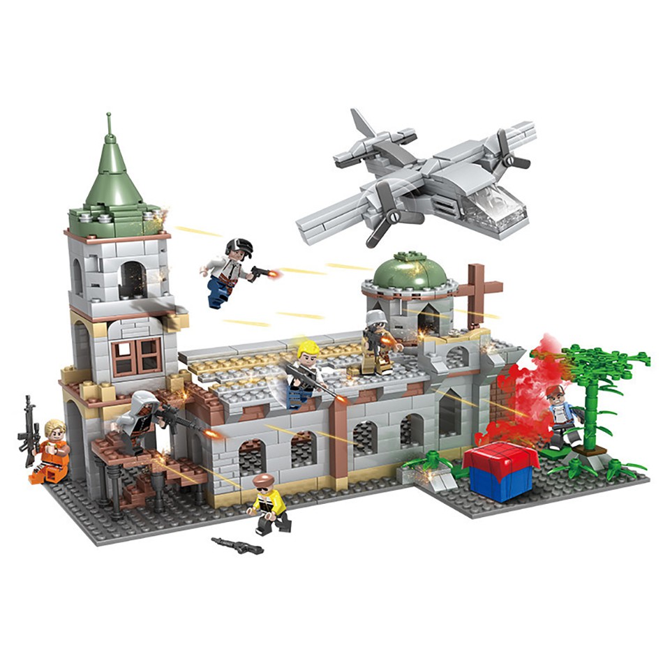 Set 728 khối đồ chơi lắp ghép LEGO phong cách nhà thờ PUBG DIY cho bé