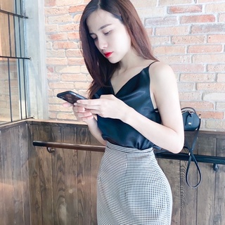 Áo hai dây lụa cao cấp, cổ đổ - hàng thiết kế