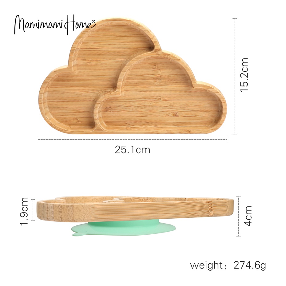 Bộ đĩa ăn dặm Mamimamihome kiểu đám mây hoạt hình có cốc hút dành cho trẻ em mới biết đi