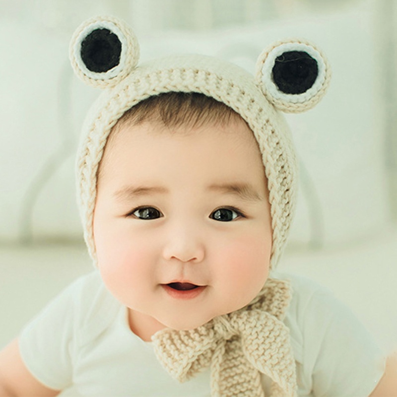 Mũ Dệt Kim Hình Ếch Dễ Thương Làm Phụ Kiện Chụp Ảnh Cho Bé Sơ Sinh