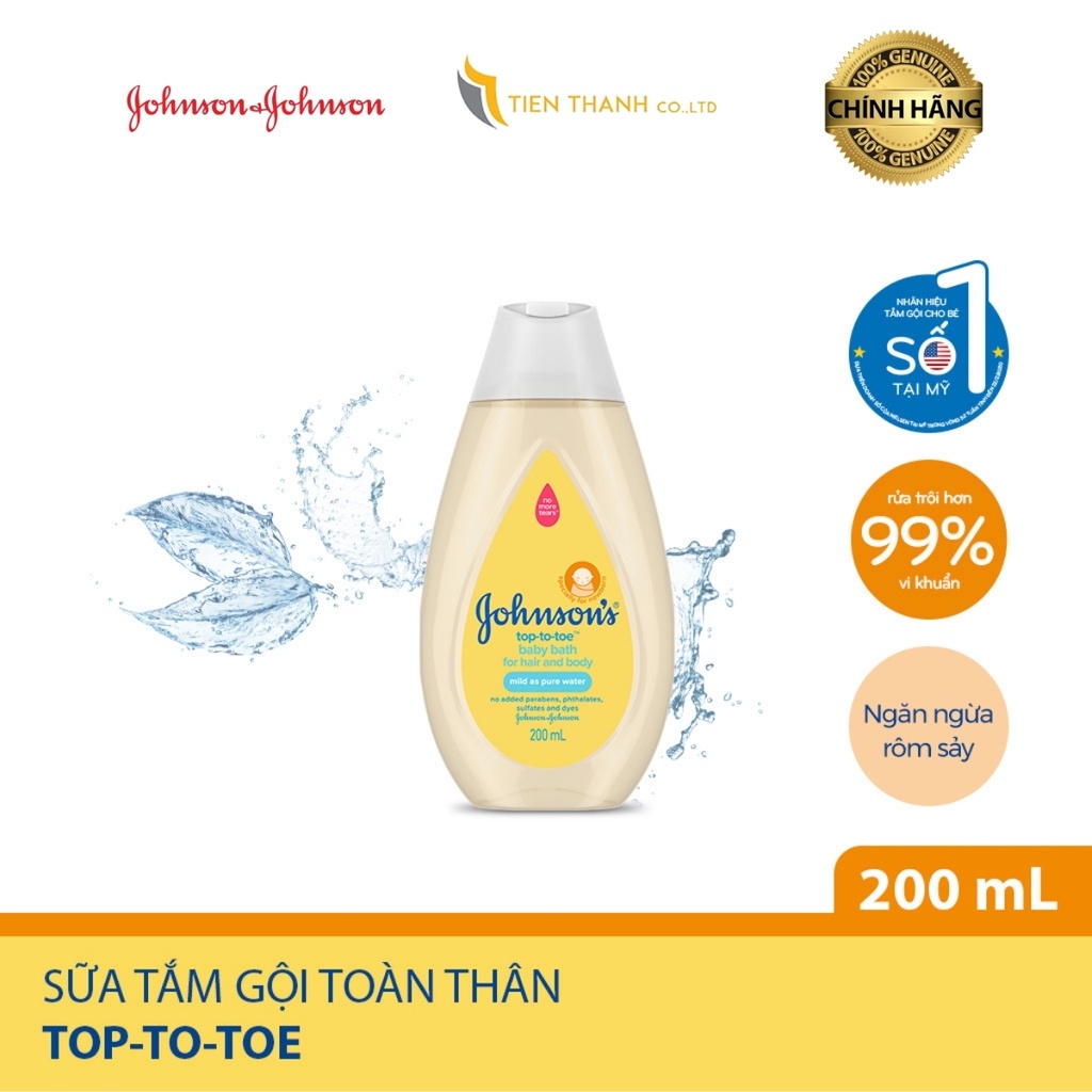 Johnson's Baby Top to toe (Sữa tắm gội toàn thân cho bé) 200ml/ 500ml -Hàng chính hãng.