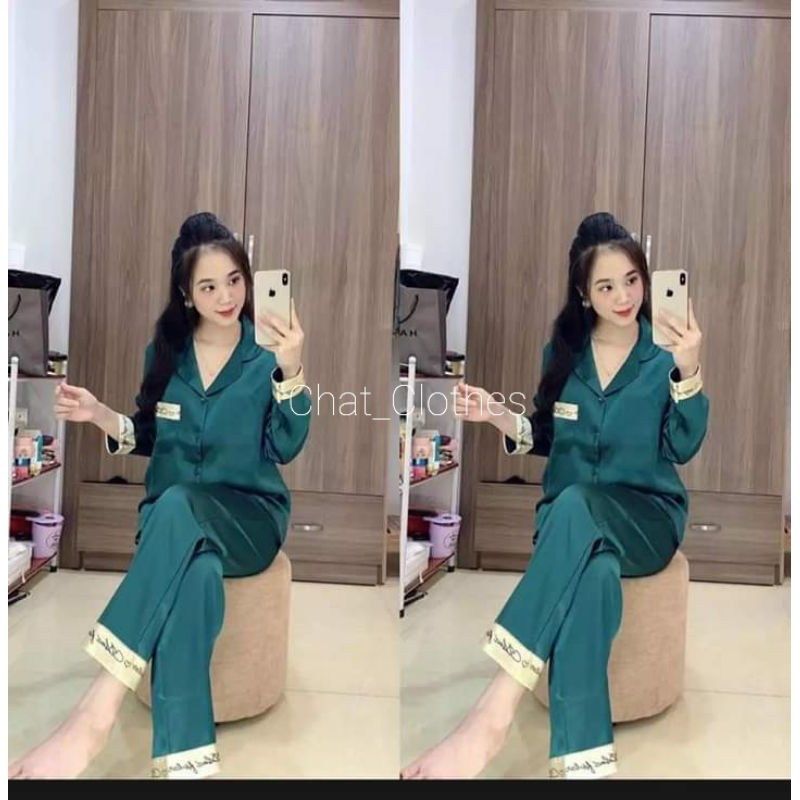 Bộ pyjama lụa [TAY DÀI - QUẦN DÀI - CHỮ KÝ] hàng thiết kế có size kèm video ảnh thật