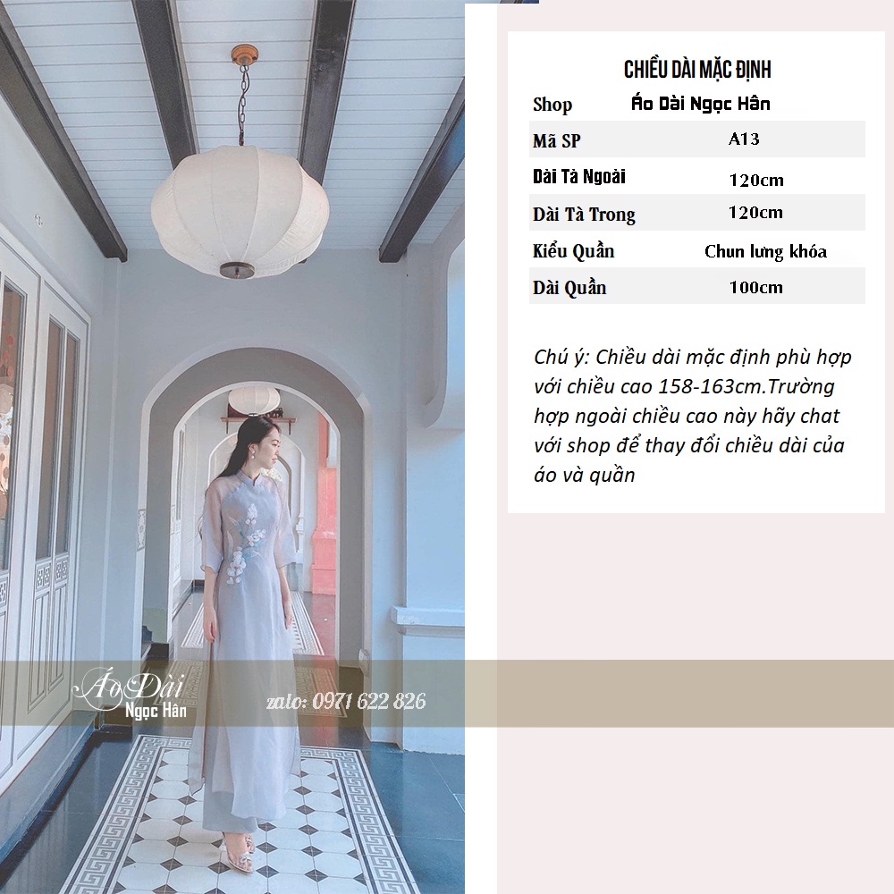 Áo Dài Cách Tân Nữ 4 Tà Cổ Vuông Tay Ngắn A13