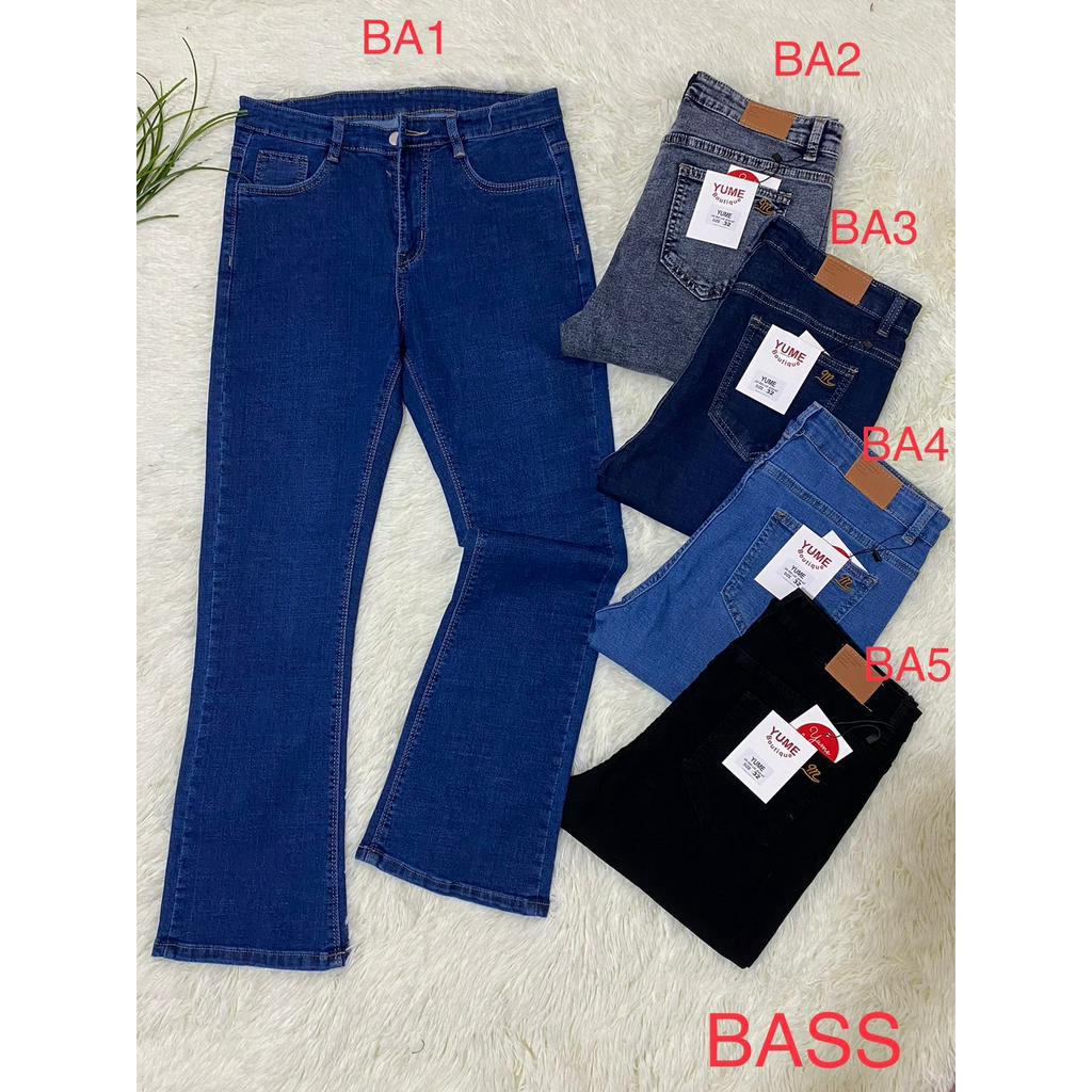 Quần dài jean BASS lưng cao thương Hiệu YUME  Vải dày và co giãn