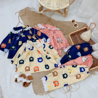 Bộ Quần Áo Trẻ Em PIZAMA Cho Bé Gái Chất Vải Kate Cao Cấp Cho Bé Từ 10-22kg Mã PZM03