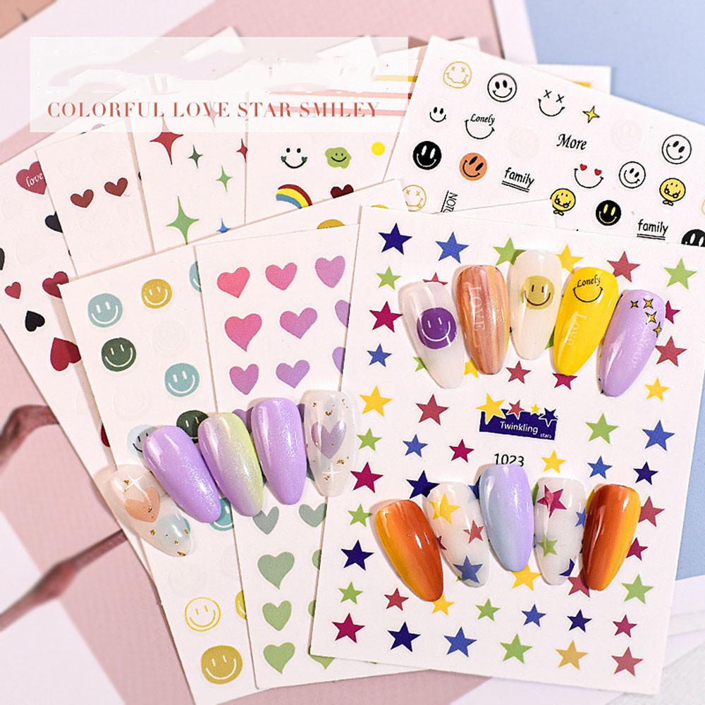 Miếng Dán Trang Trí Móng Tay Nghệ Thuật Nhiều Màu Sắc Xinh Xắn Trẻ Trung