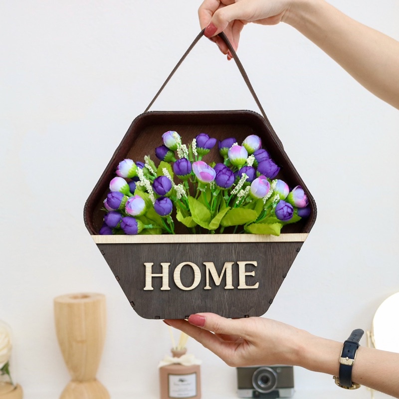 Giỏ Hoa Gỗ Vintage Treo Trang Trí Nhà Cửa
