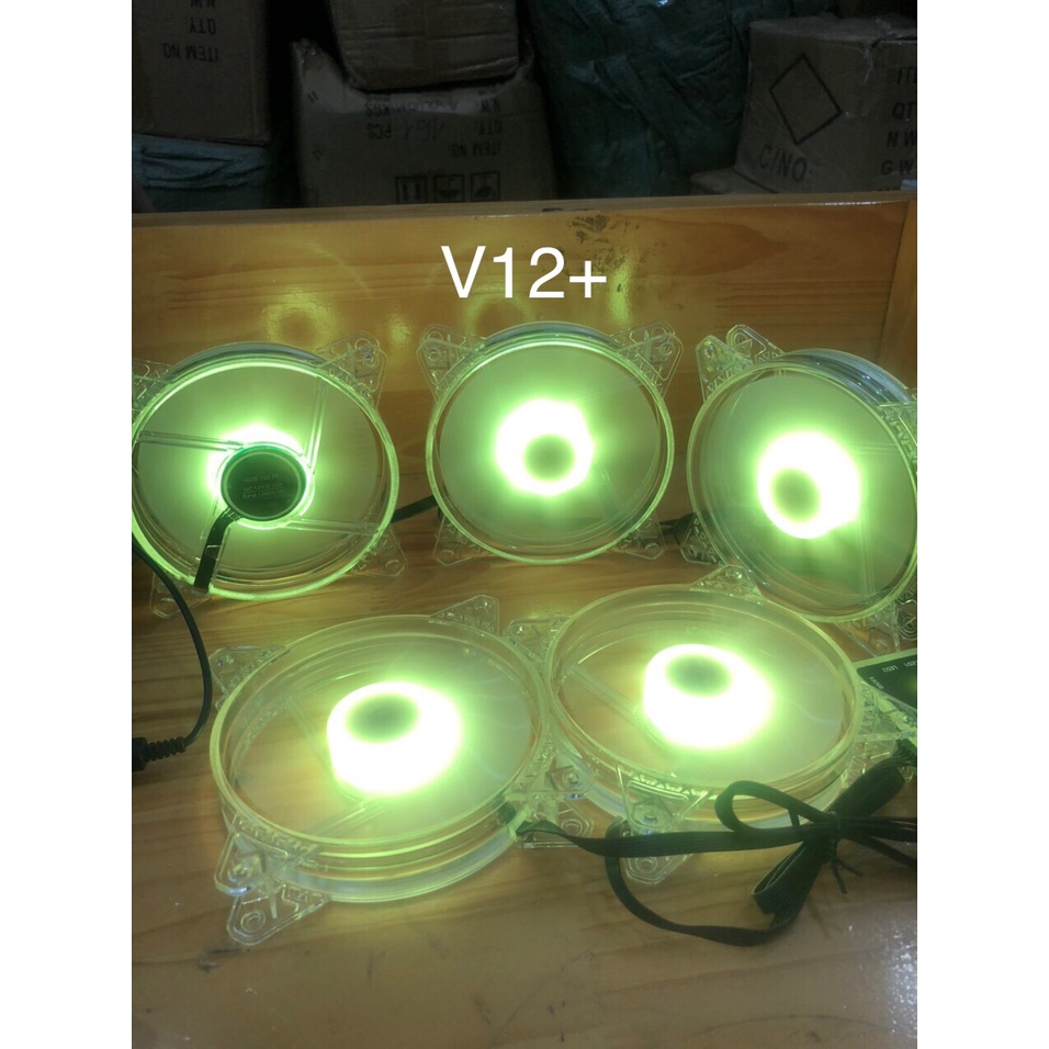 Quạt tản nhiệt máy tính V12+ Led tự động đảo màu, Fan case, Fan Led RGB VIP, led tâm sáng đảo màu, kích thước 12cm