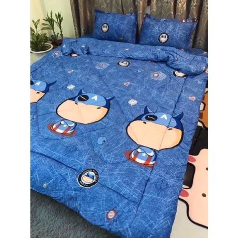 Bộ ga giường cotton poly 5 món chăn phao