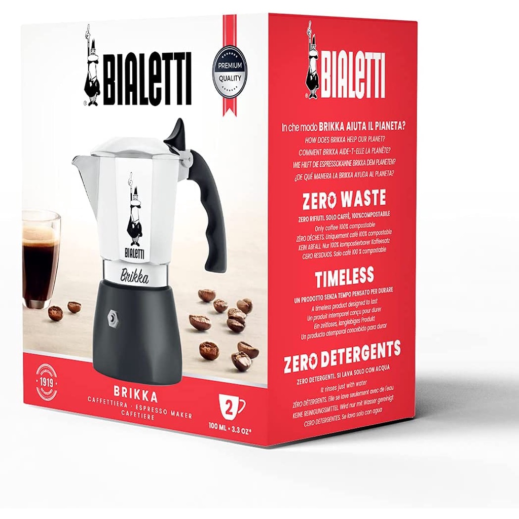 Ấm pha cà phê Bialetti New Brikka Espresso Coffee 2 Cups, 4 Cups - Chính hãng Bialetti