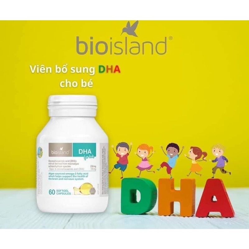 Viên uống bổ sung DHA cho bé Bio Island DHA kid Úc 60 viên - Date mới