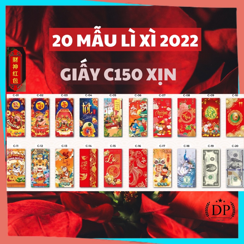 Lì Xì Hoạt Hình Con Cọp Cute Dễ Thương Thần Tài Tiền Đô Độc Lạ Giá Sỉ Rẻ Đỏ Màu Đẹp Tết 2022 Chất Giấy C150