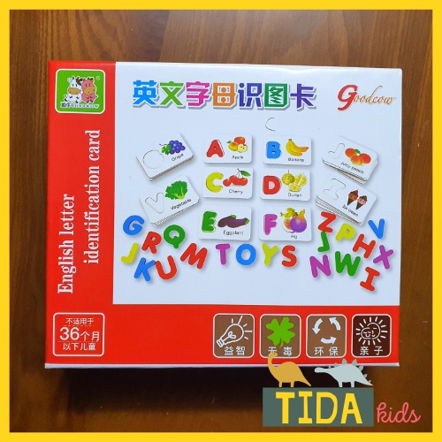 English Letter Identification Card, Đồ Chơi Giáo Dục Thẻ Học Đánh Vần Chữ Cái Tiếng Anh Cho Bé Ghép Chữ TiDa Kids Shop