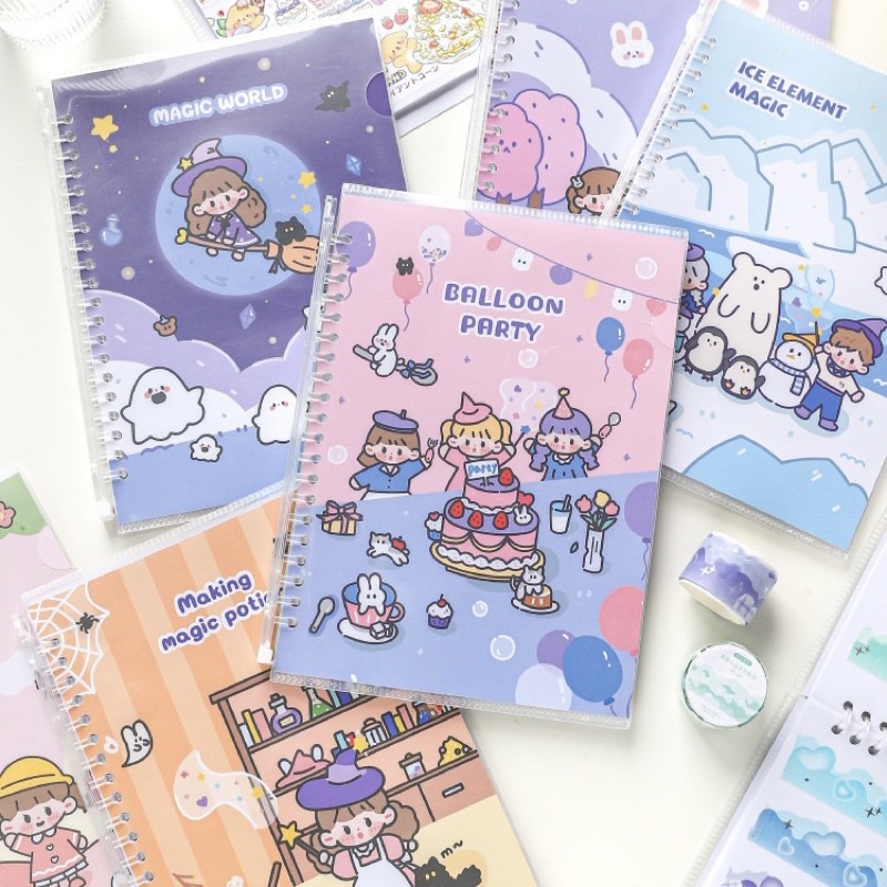 Sổ Chiết Sticker Washi 30 Tờ Size A5 Bìa Bọc PVC Chống Thấm Nước Hình Cô Gái Dễ Thương Nhiều Màu Sắc Mẫu 2022