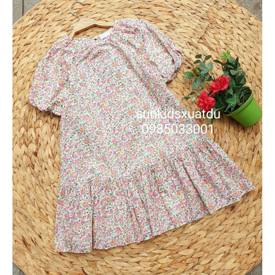 Váy Z. ra baby doll hoa nhí hồng tay bồng