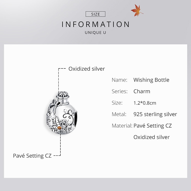 Hạt Cườm Bamoer SCC1602 Bạc 925 Họa Tiết Lọ Ước Nguyện Làm Trang Sức DIY Cho Nữ