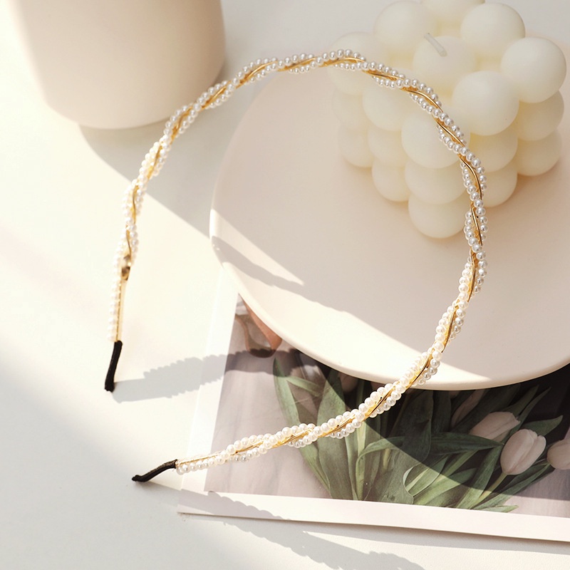 Băng đô đính hoa ngọc trai nhân tạo thời trang cho cô dâu