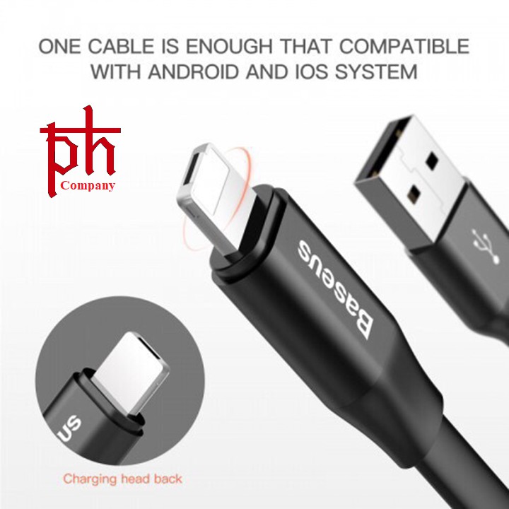 Cáp Ngắn Chính Hãng Baseus 23cm 2IN1 Lightning-Micro Usb