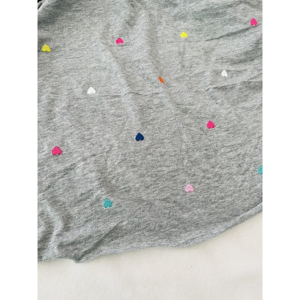 Vải thun cotton thêu trái tim nhí