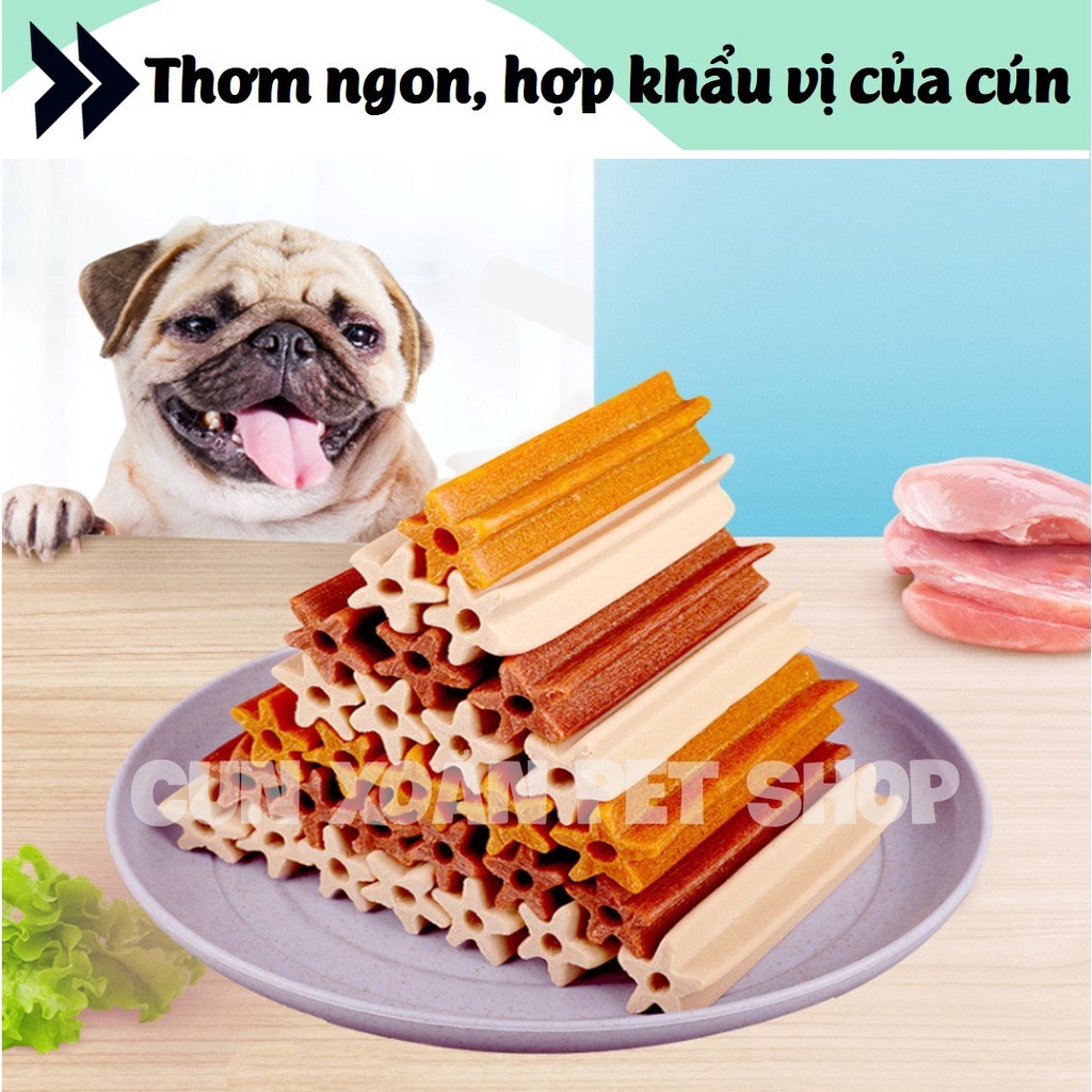 Xương gặm sạch răng cho chó Hello Joy (mix 3 vị Bò/Cá/Sữa) (Túi 220g)