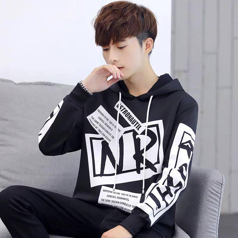 Áo Hoodie Nam Dài Tay Phối Mũ In Chữ NR Thời Trang Mixxstore TOP NAM 1000059