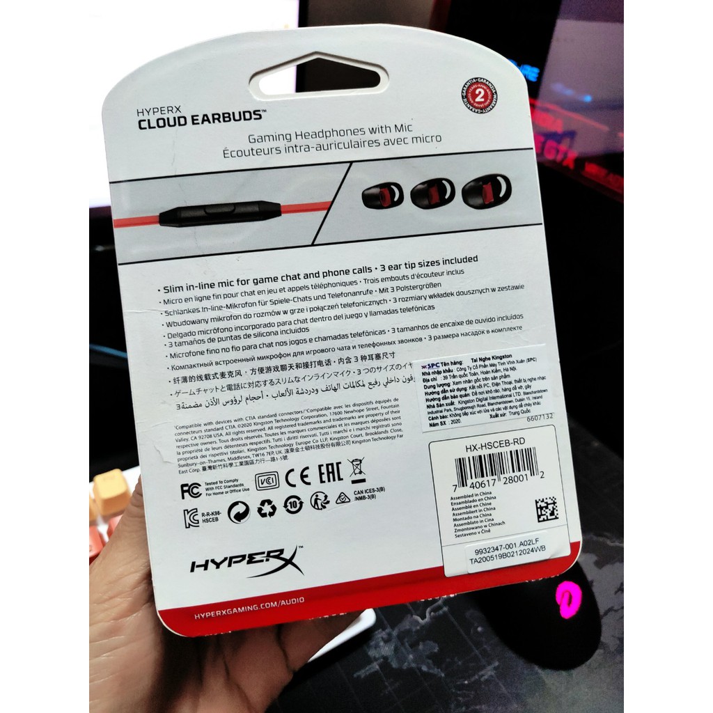 Tai nghe HyperX Cloud Earbuds Gaming Headphones with Mic | BigBuy360 - bigbuy360.vn