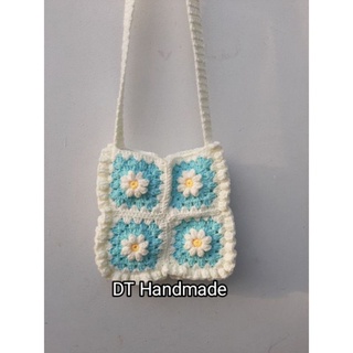 Túi len đeo chéo hoạ tiết hoa cúc handmade