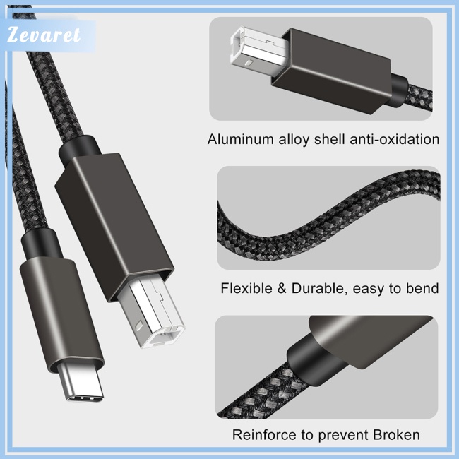 Dây Cáp Máy In Zevaret Type-c Sang Usb B 2.0 1.5m / 2m