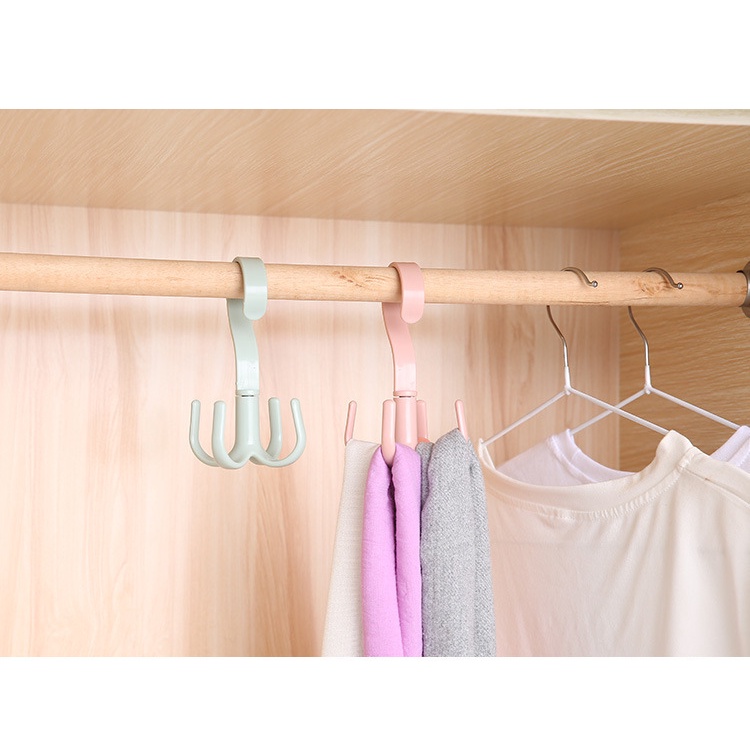 Móc phơi đồ thiết kế 4 móc nhỏ có thể xoay đa năng tiết kiệm không gian độc đáo