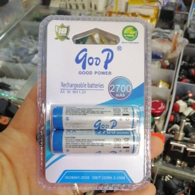 Lk điện tử Ước Thủy 2 viên Pin sạc 2700 mAH AA 1,2v giá tốt nhất