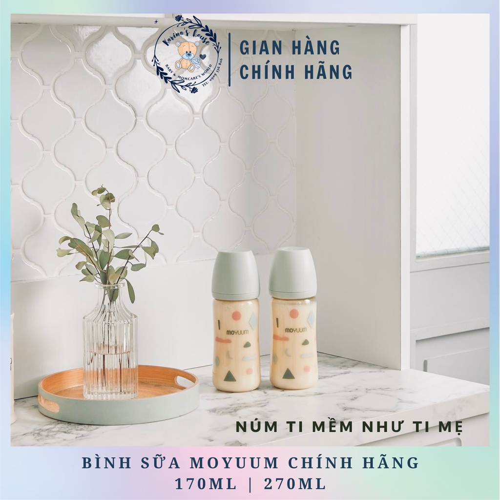 [Sẵn] [CHÍNH HÃNG] Bình Moyuum mây 170ml/270ml xinh xắn, núm ti mềm như ti mẹ