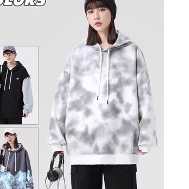 áo hoodie nỉ bông loang màu NTE Kt