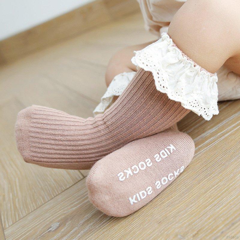 Vớ cotton cổ cao phối ren xinh xắn thời trang dành cho bé gái