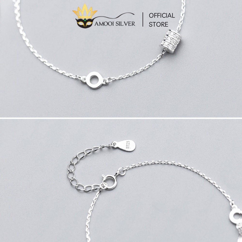 Lắc Chân Bạc Cao Cấp S925 Mẫu Hình Khối Nạm Đá Sang Trọng - Amooi Silver AC07