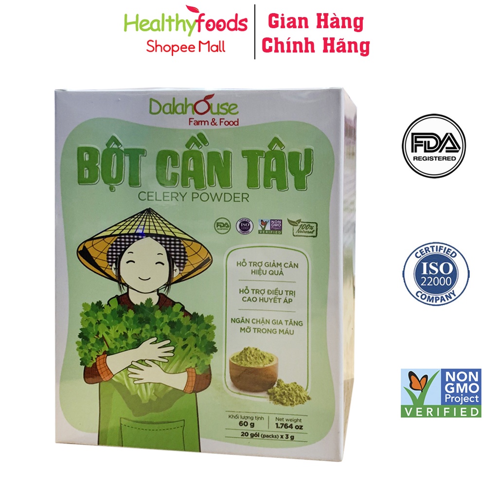 Bột cần tây hữu cơ nguyên chất Dalahouse 60g, công nghệ sấy lạnh tiêu chuẩn Châu Âu