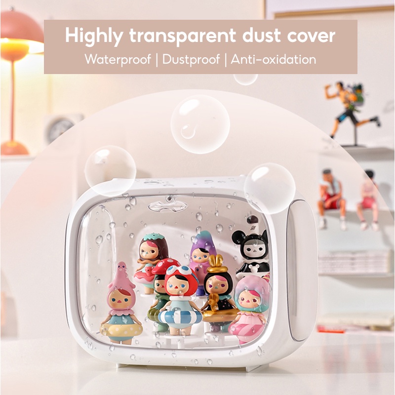 Hình con nhộng không gian Hộp màn hình Hộp màn hình Hộp trưng bày Hộp hiển thị acrylic Hộp hiển thị trong suốt Giá đỡ Genshin Tác động Klee Zhongli Popmart Molly 1WPN