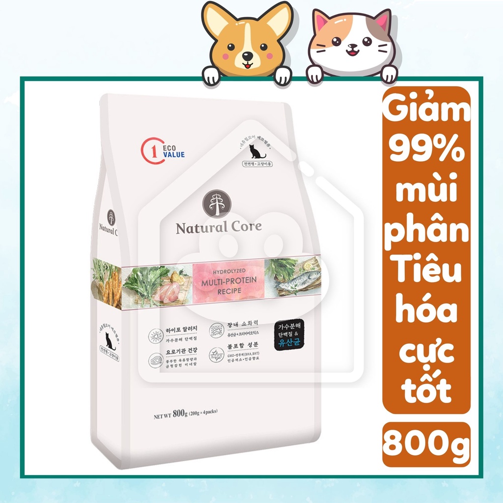 Thức ăn hữu cơ Natural Core ECOC1 cho mèo giảm 99% mùi phân túi 800g - Bivido