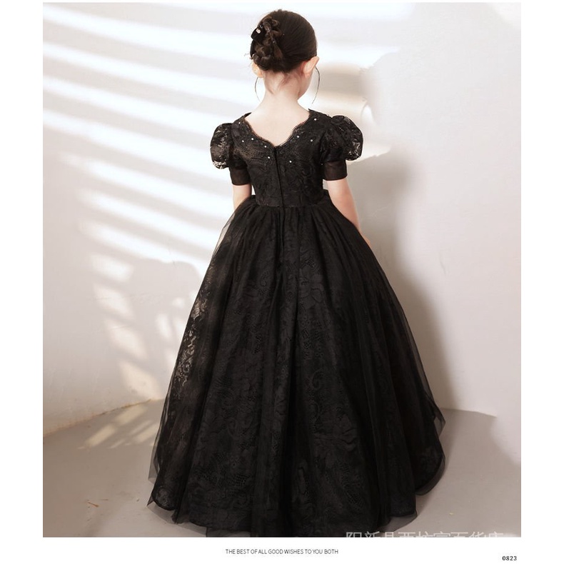 Đầm Hóa Trang Halloween Nhân Vật Phù Thủy Màu Đen Cho Bé Gái