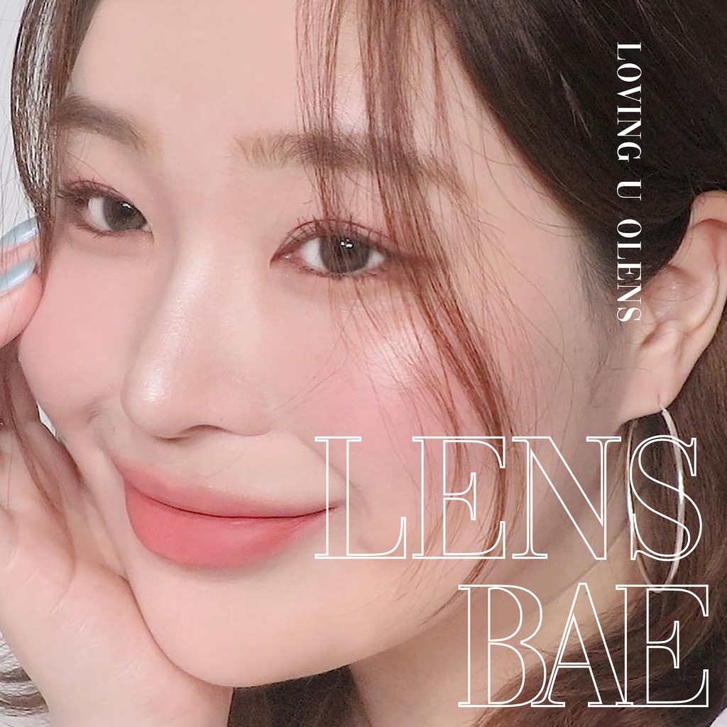 hãng Olens LOVING U kính áp tròng  Hàn Quốc lens nâu mật ong chất liệu hema có độ cận