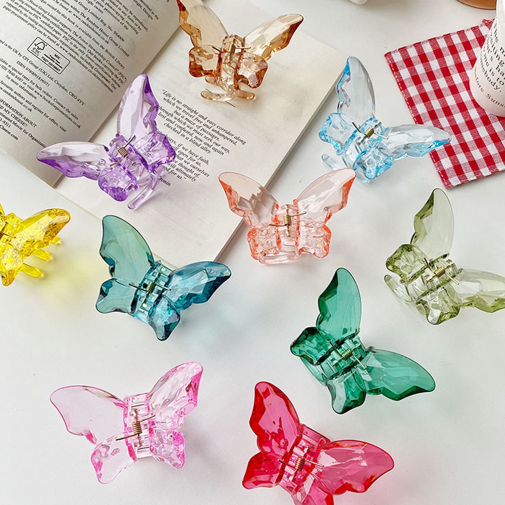 Kẹp tóc hình bướm bằng nhựa nhiều màu sắc thời trang giản dị tùy chọn dành cho nữ