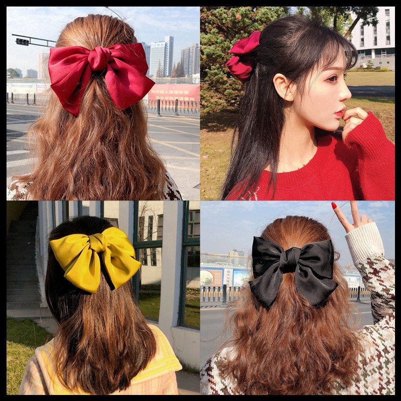 Kẹp tóc Hàn Quốc cặp tóc nơ to dạng kẹp tiện dụng phong cách tiểu thư siêu xinh